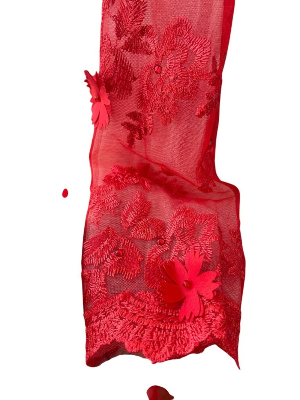 Elegant Red Lace Prom Dress A Line Knee Length Appliques Size Small - Picture 7 of 16